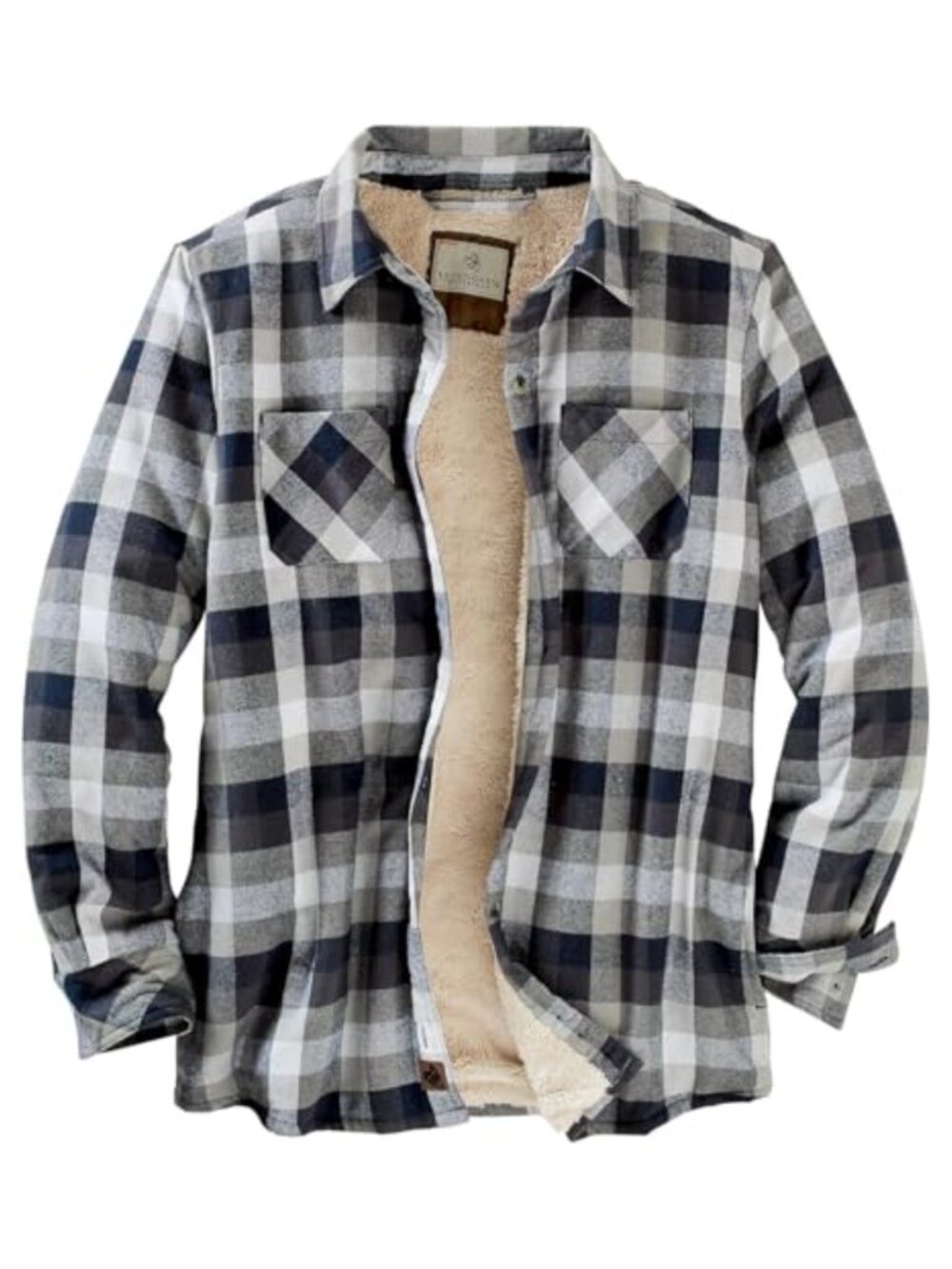 Sherpa Lined Plaid Shirt Jacket Button Down Long Sleeve Casual